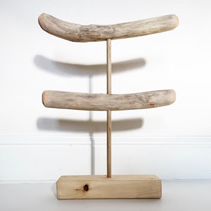 Two-Tiered Driftwood Necklace Stand | Handcrafted Women's Jewelry Stand | Wooden Pop-Up Display | Storage Bath And Beauty