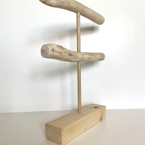 Two-Tiered Driftwood Necklace Stand Handcrafted Women's Jewelry Stand Wooden Pop-Up Display Storage Bath And Beauty image 6