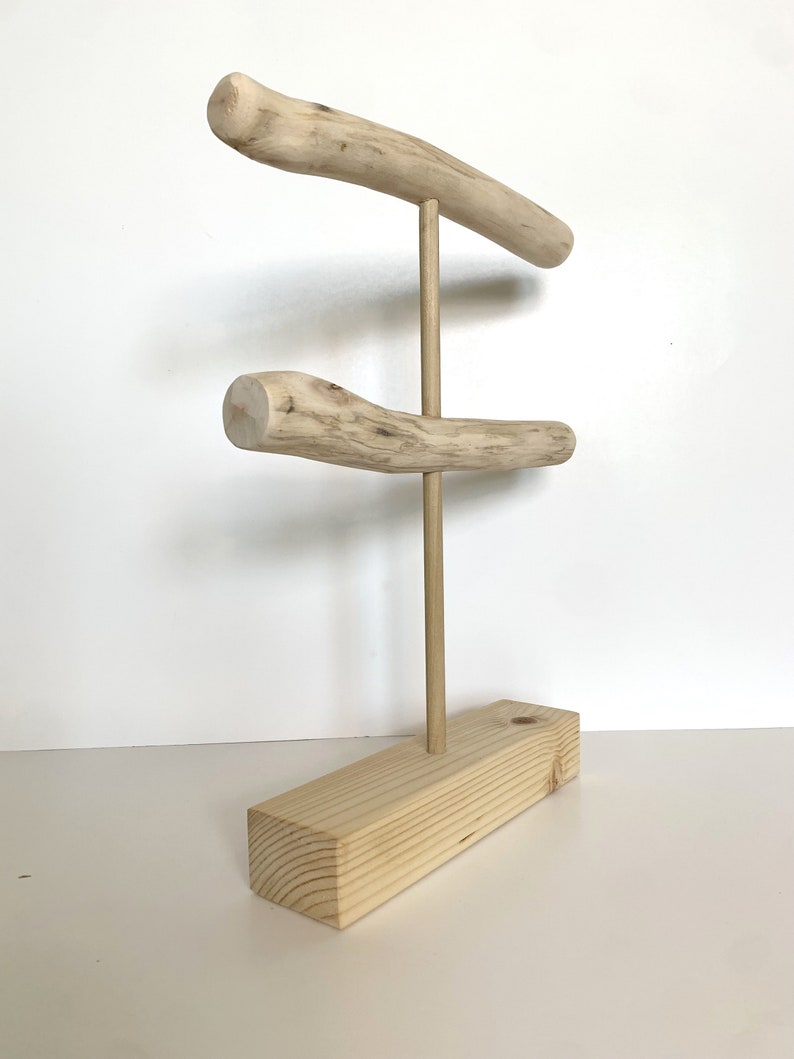 Two-Tiered Driftwood Necklace Stand Handcrafted Women's Jewelry Stand Wooden Pop-Up Display Storage Bath And Beauty image 6