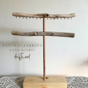 Two-Tiered Necklace & Earring Driftwood Stand | Women's Jewelry Display Stand | Women's Bed Bath And Beauty | Jewelry Storage | Wood Display