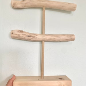 Two-Tiered Driftwood Necklace Stand Handcrafted Women's Jewelry Stand Wooden Pop-Up Display Storage Bath And Beauty image 4