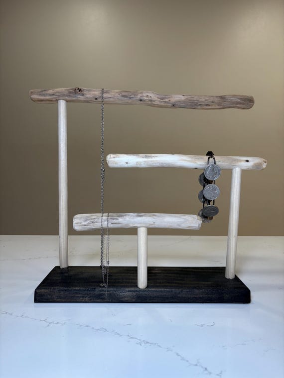 Handmade Triple-Tiered Driftwood Jewelry Stand | Vendor Display