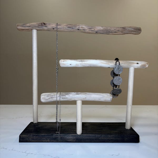 Handmade Triple-Tiered Driftwood Jewelry Stand | Vendor Display