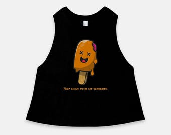 Trop chaud pour ces conneries - Divertido tanque recortado francés - Racerback Tank