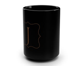 Minimalist J Black Mug - Sleek & Modern Coffee Mug for Home or Office
