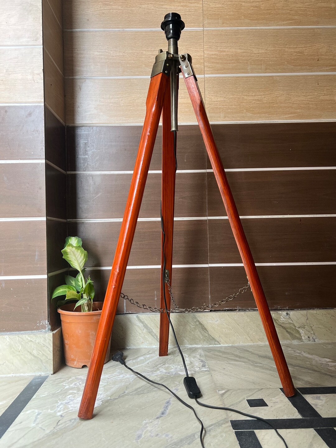 Wooden Tripod Floor Lamp Stand Adjustable Hight Holder & Wire - Etsy
