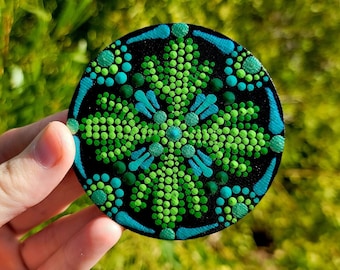 Hand Painted Saguaro Cactus Mandala Magnet, Desert fridge magnets