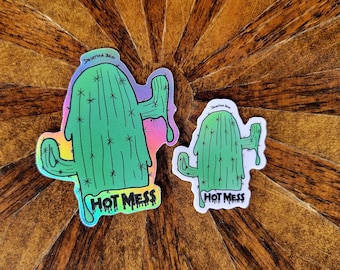 Melting cactus sticker, Hot mess stickers, Permanent vinyl, Cacti, Desert, Cute stickers, Water bottle, lap top, gifts,