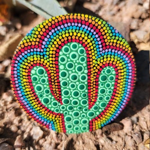 Rainbow Cactus Magnet, Colorful, Cacti, Magnets, Fridge, Handmade, Gifts, Unique, Cute, Desert, Dots, Pride, Painting, Art, Decor, Metal