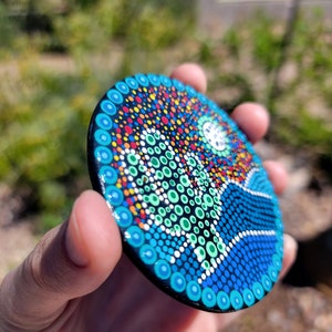 Cactus magnet, Moon, Cacti, Handmade, Painting, Unique, Colorful, Outdoors, Adventure, Desert, Fridge, Blue, Red, Cactus Decor, Gift, Cute image 2