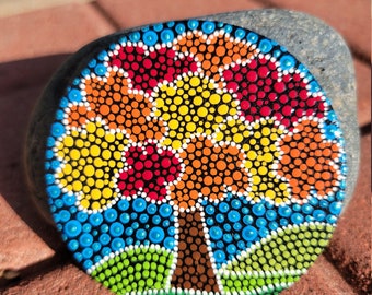 Tree of Life magnet, Colorful, Handmade, Unique, Painting, Art, Trees, Outdoors, Dots, decor, gift, under 15, cute, textured, adventure