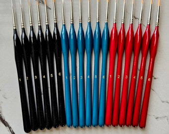 6 pc Nylon fine detail brushes for perfect swooshes