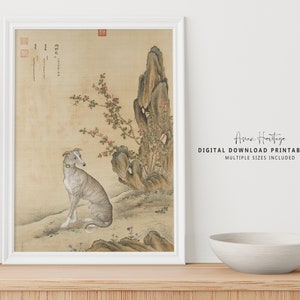 Spanisches Windspiel Hund Vintage alte Wandkunst | Hund Liebhaber Geschenk chinesischen druckbare digitale Sofort Download Geschenk für sie antiken Druck | 103