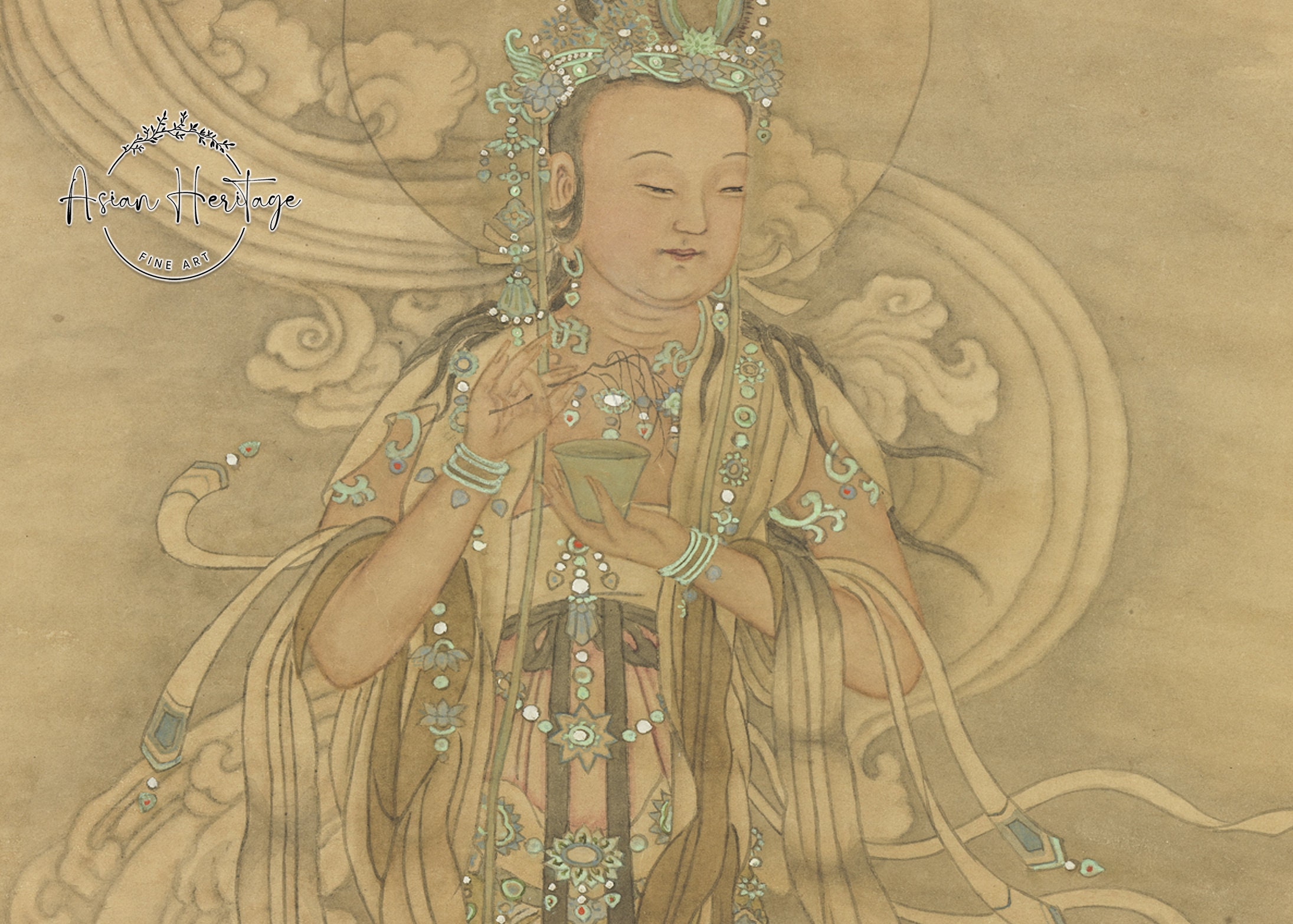 Guanyin Buddha Chinese Ancient Wall Art Antique Printable Digital ...