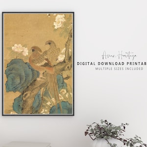 Spring Joy Birds Ancient Art, LuJi Ming Dynasty Antique Printable Digital Download Asian Oriental Landscape Scenery Office Decor Print | 319