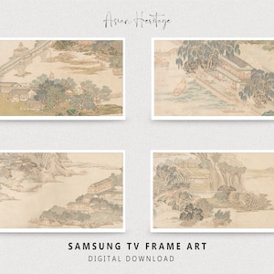 Chinese Festivals and Events Samsung Frame TV Art Set of 4 | Dragon Boat Festival | Moon Festival Asian Paintings Digital Download | TV009