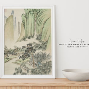 Retirement Paradise Chinese Ancient Wall Art | Antique Printable Digital Download Asian Oriental Landscape Scenery Print | 200