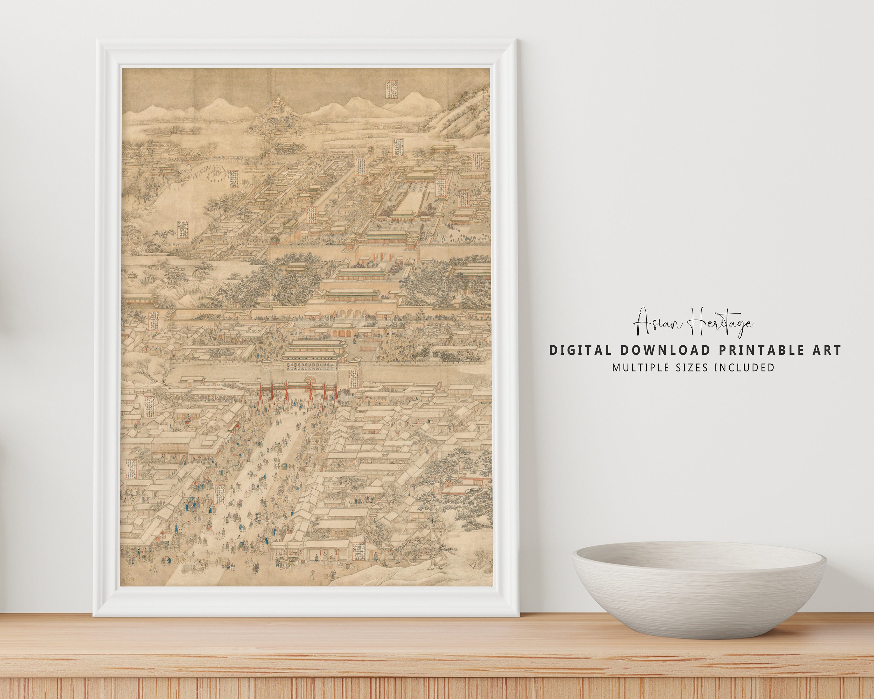 Urban Planning Chinese Ancient Wall Art | Vintage Decor Neutral Printable Download Asian Oriental Scenery Landscape Antique Print | 233