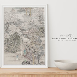 Cherry Blossom Forest Chinese Ancient Wall Art | Antique Printable Digital Download Asian Oriental Landscape Scenery Print | 106