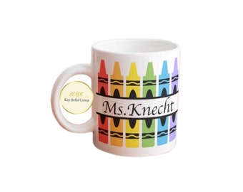 Teacher mug/ teacher crayon mug/ teacher gift/personalized teacher gift/art teacher mug