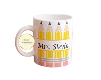 Teacher mug/ teacher pencil mug/ teacher gift/personalized teacher gift