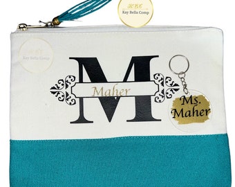 Personalized pouch/ gift for her/ keychain gift/ teacher gift/ teacher pouch