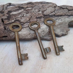 3er Set Messing Skelett Schlüssel, rostige alte Schlüssel, Steampunk Schlüssel.