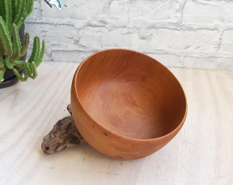 Large teak bowl, round wooden bowl, Swedish vintage, wooden kitchen utensils