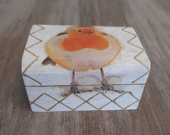 Wooden box, jewelry box, trinket storage box, decoupage. 11/8/6cm.