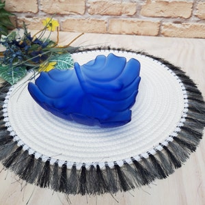 Retro Glasschüssel, blaue Schale, Glasgeschirr.