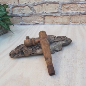 Vintage barrel faucet, primitive wine faucet, retro wine cellar decor, wooden barrel stopper.