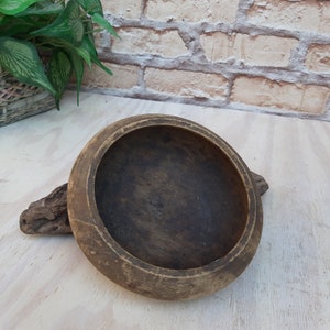 Primitive wooden bowl, massive hand-carved bowl, primitive country tableware, wooden  utensils, retro country decor.