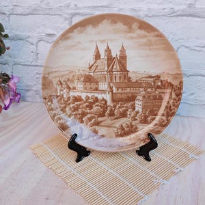 Kaiser porcelain wall plate. Plate Germany - &quot;Schwebisch Hall - Castle Komburg&quot;. Decorative retro plate. Wall art.