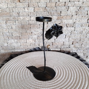 Metal candle holder. Wrought iron candlestick. Black candlestick. Home decor. Table decor. Handmade.