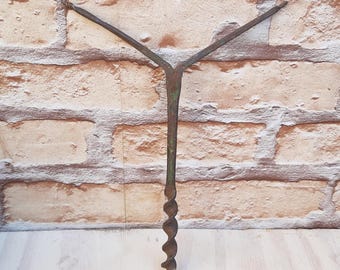 Vintage drill bit, primitive hole tool, rustic hand drill.