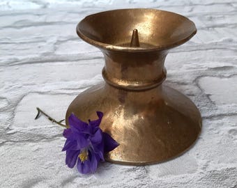Vintage Solid Brass Candle Holder, Rustic Home Decor
