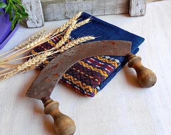 Retro herb chopper, food slicer, primitive kitchen decor, rustic chopper