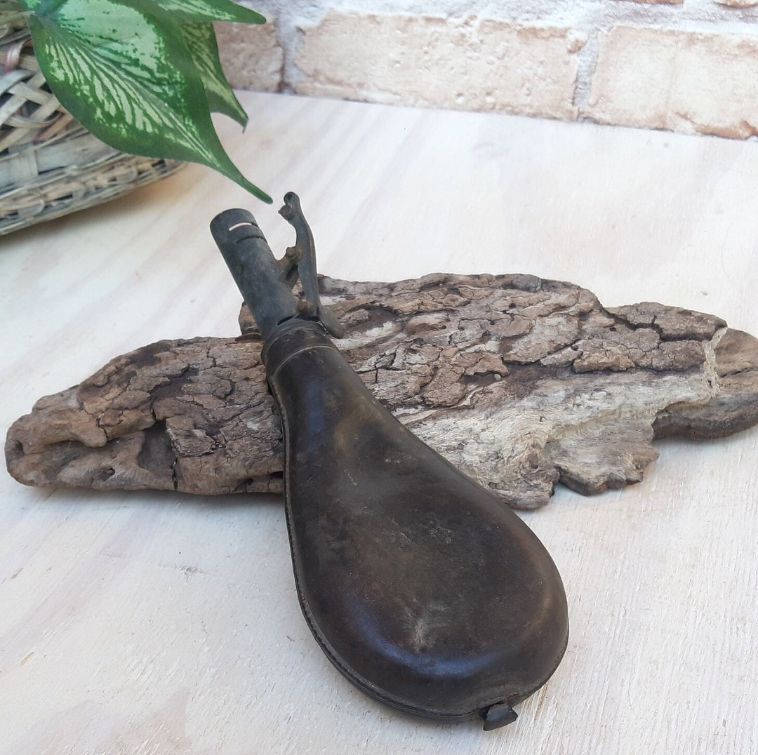 Vintage Leather Gunpowder Bag, Gunpowder Leather Flask. Etsy