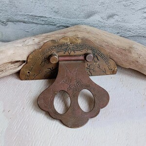 Vintage Brass Handle .Antique Engraved Door Handle.