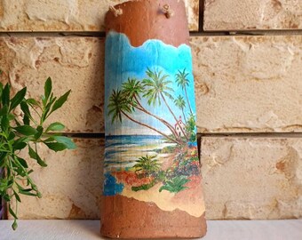 Clay tile for wall hanging. Seascape. Wall decoration. Home decor. Ceramics on the wall.