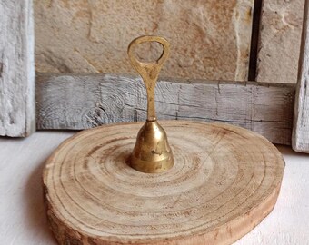 Vintage Brass Bell Bottle Opener, Engraved Handle