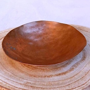 Mini copper bowl, small decorative plate, copper jewelry stand, rustic copper decor, copper kitchen utensils.