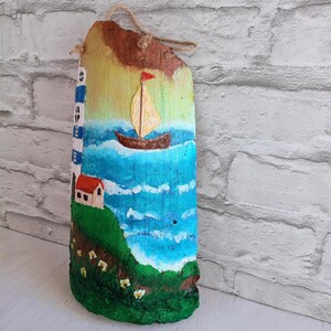 Decorated Clay Tile, Painted Tile, Seascape, Wall Decor image 9