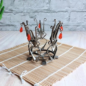 Retro Wrought Iron Candle Holder, Crown Shaped Metal Candle Holder, Handmade Swedish Candle Holder.