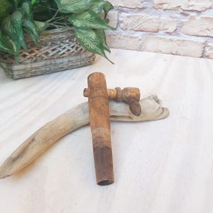 Vintage barrel faucet, primitive wine faucet, retro wine cellar decor, wooden barrel stopper.