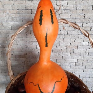 Painted gourd, Halloween pumpkin, pumpkin decor.