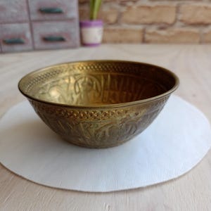 Antique Brass Bowl. Embossed Prayer Bowl. Middle Eastern Brass Bowl. Brass Small Bowl.