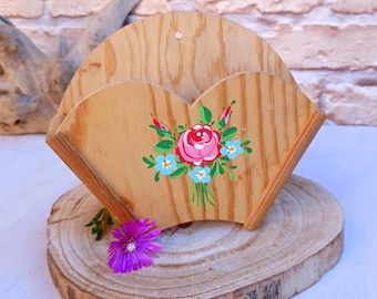 Retro wooden coffee filter holder,Scandinavian wall box for coffee filter