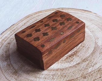 Old mini wooden box. Vintage box.Indian jewelry box, trinket box,