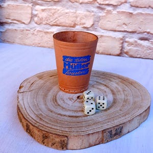 Dice set. Dice cup. leather cup. Leather accessory for dice.Dice game